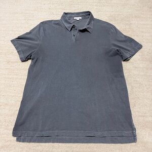 James Perse Standard Sueded Jersey Polo Shirt Washed Gray Sz 3 Supima Cotton